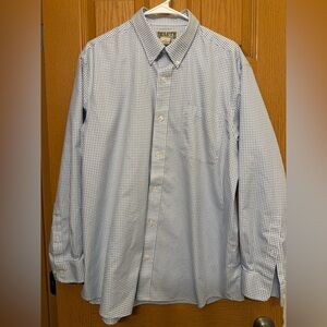 Duluth Trading Co Light Blue and White Plaid Shirt